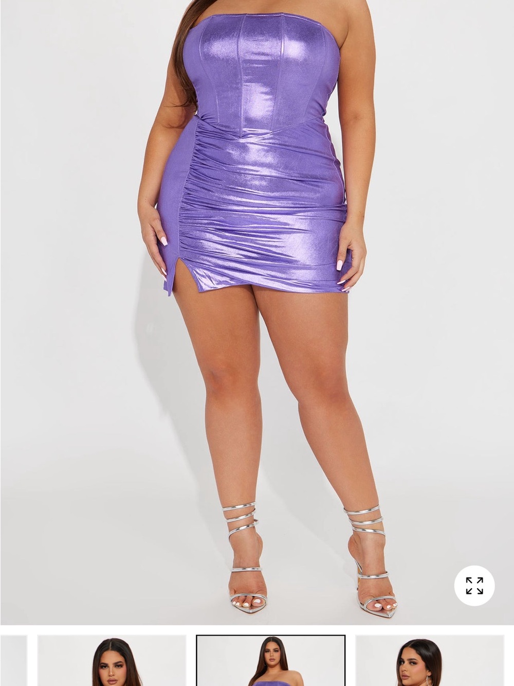 Metallic Purple Strapless Mini Skirt
